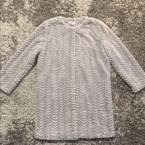 Carmen Marc Valvo Light Gray Teddy Jacket
